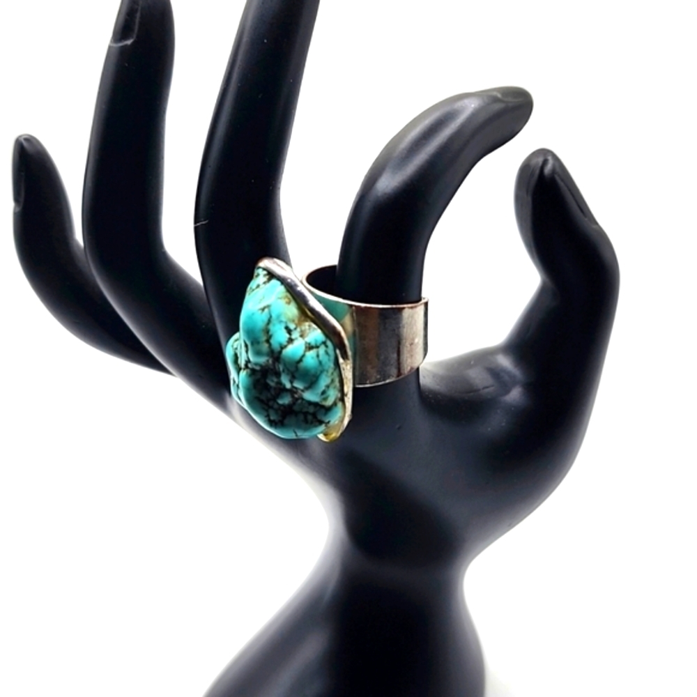 Chunky Faux Turquoise Adjustable Ring